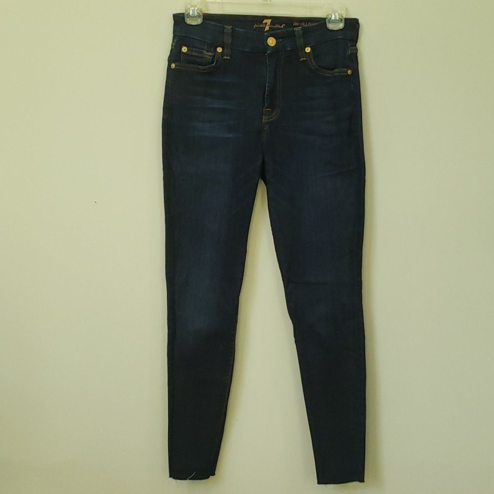 7 for All Mankind Jeans Womens sz 26 the Mid Rise Ankle Skinny Dark Wash